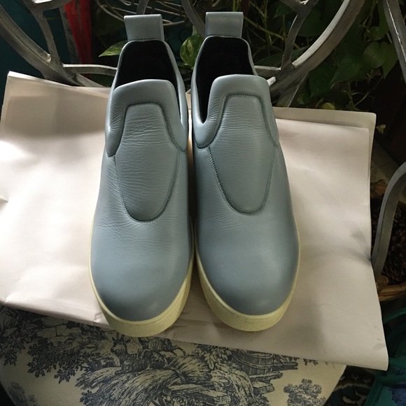 Celine Leather Sky Blue Slip-On Sneakers - Picture 7 of 8